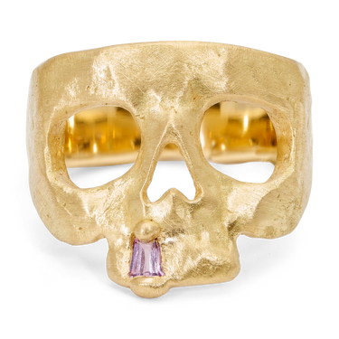 Extra Small Purple Snaggletooth Skull Ring - Made to Order